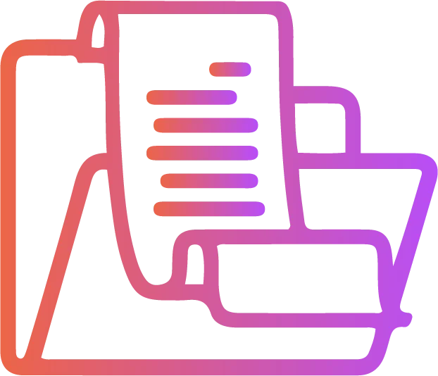 Stylized illustration of a thumbs up gesture in red and purple gradient with list lines